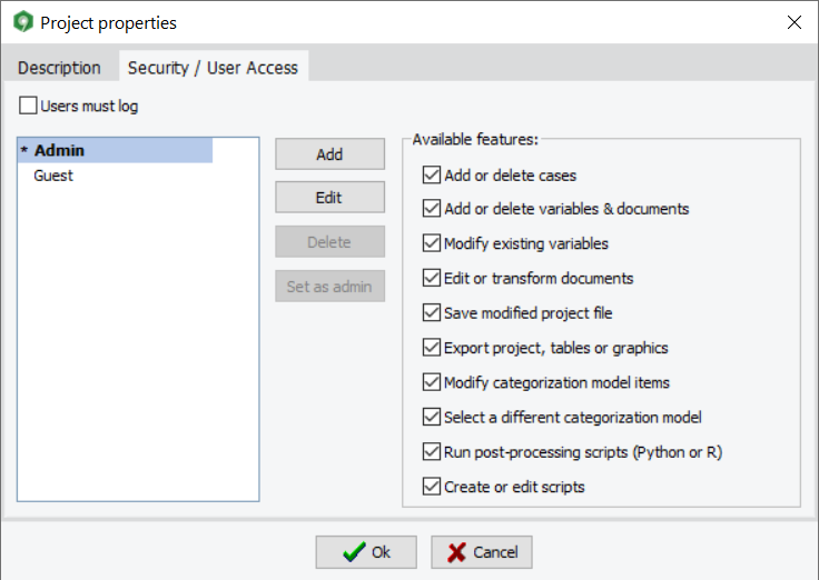 Password protection of project files