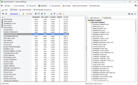 New suggestions tab for the phrase extraction routine